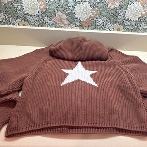 Vwoollo brown knit star hoodie